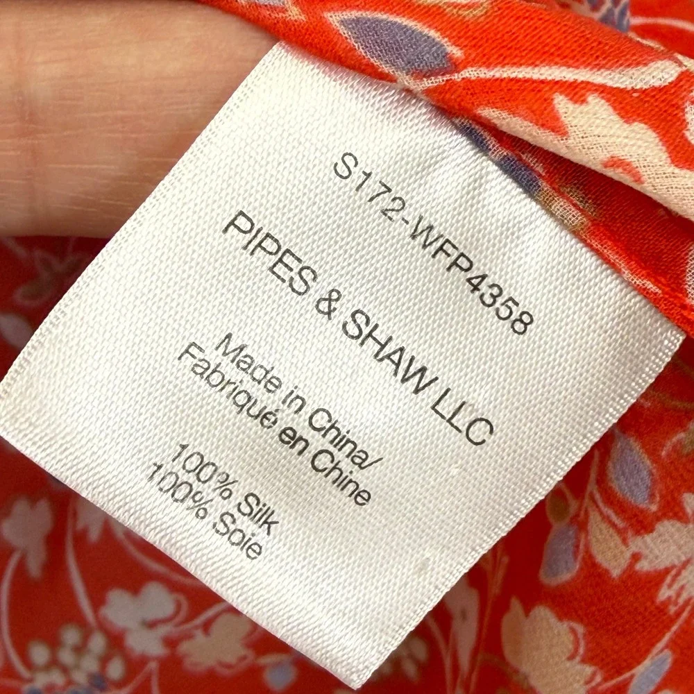 Veronica Beard Red Silk Floral Cold Shoulder Blouse Top S172-WFP4358 Size 2